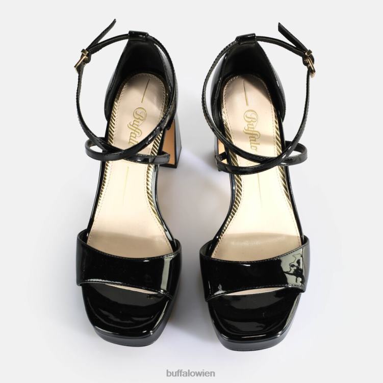 bei Buffalo Vegane Sandaletten mit Kirsche und ordentlichem Absatz Schwarz 0FX48443 |Sandalen