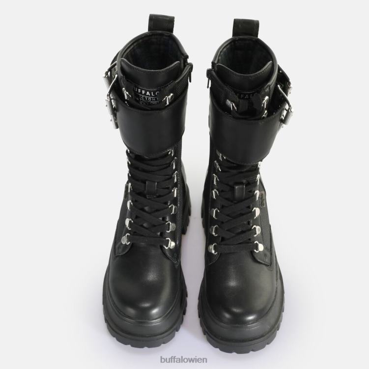 bei Buffalo Aspha Com Steel Laceup Hi veganes Nappa/Nylon Schwarz 0FX48689 |Stiefel