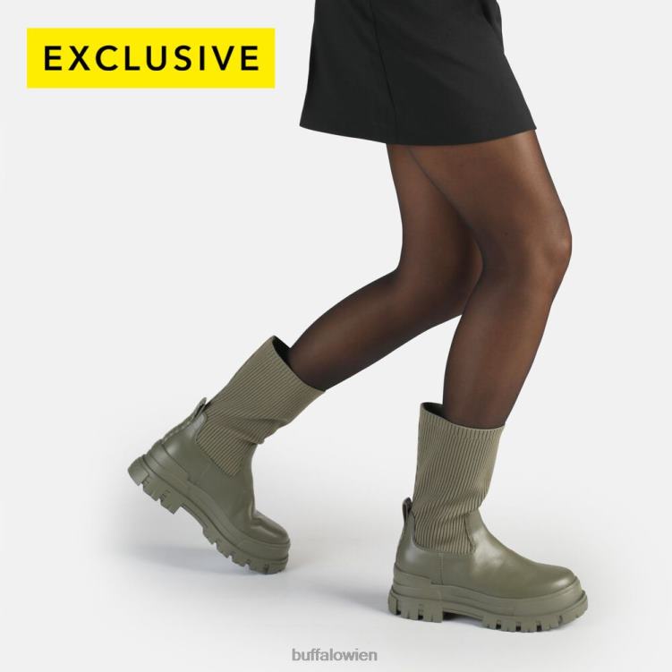 bei Buffalo Aspha Sock Boot Kurzstiefel vegan Olive 0FX48652 |Stiefel