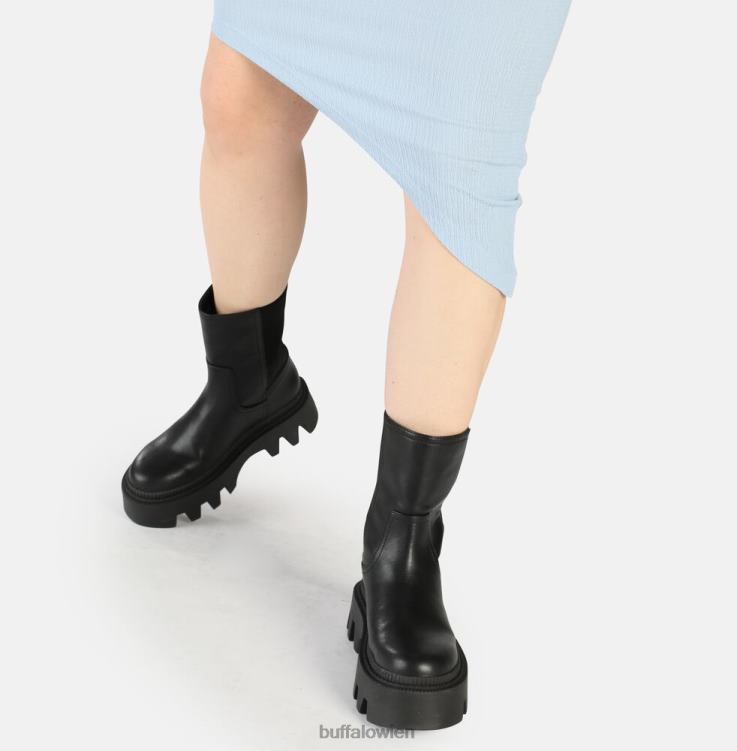 bei Buffalo Flora Chelsea Hi Boot vegan Schwarz 0FX48636 |Stiefel