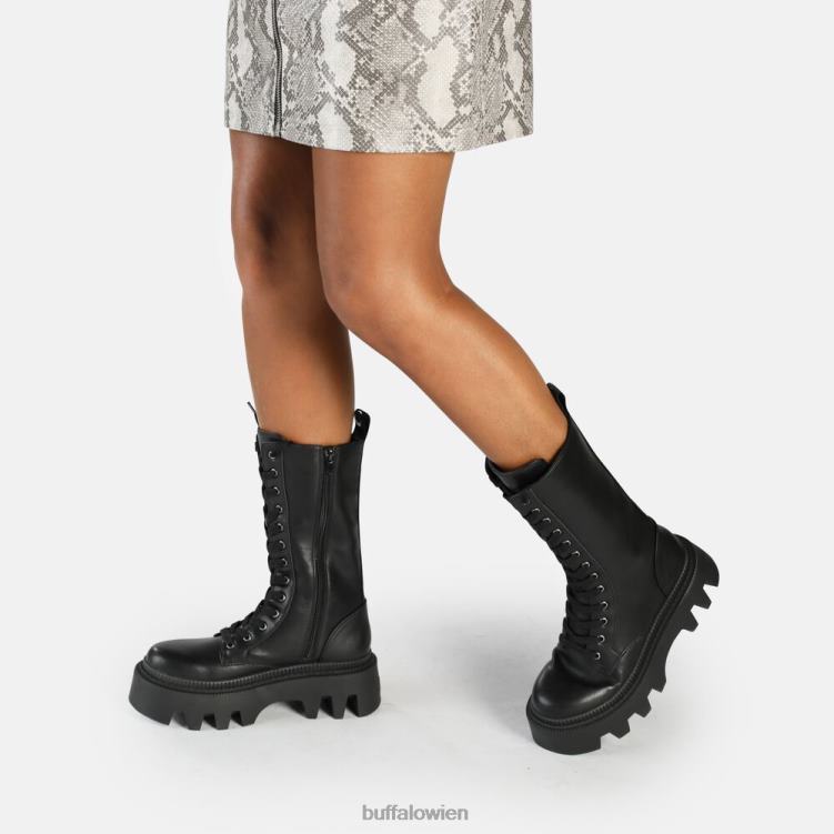 bei Buffalo Flora Schnür-Hi-Stiefel vegan Schwarz 0FX48649 |Stiefel