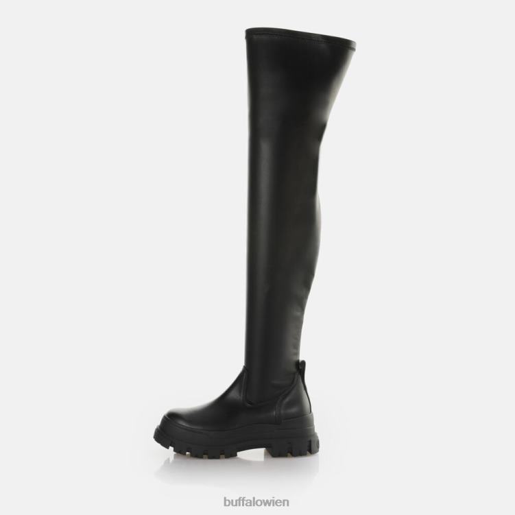 bei Buffalo Aspha Stretch Overknee-Stiefelette vegan Schwarz 0FX48474 |Stiefel