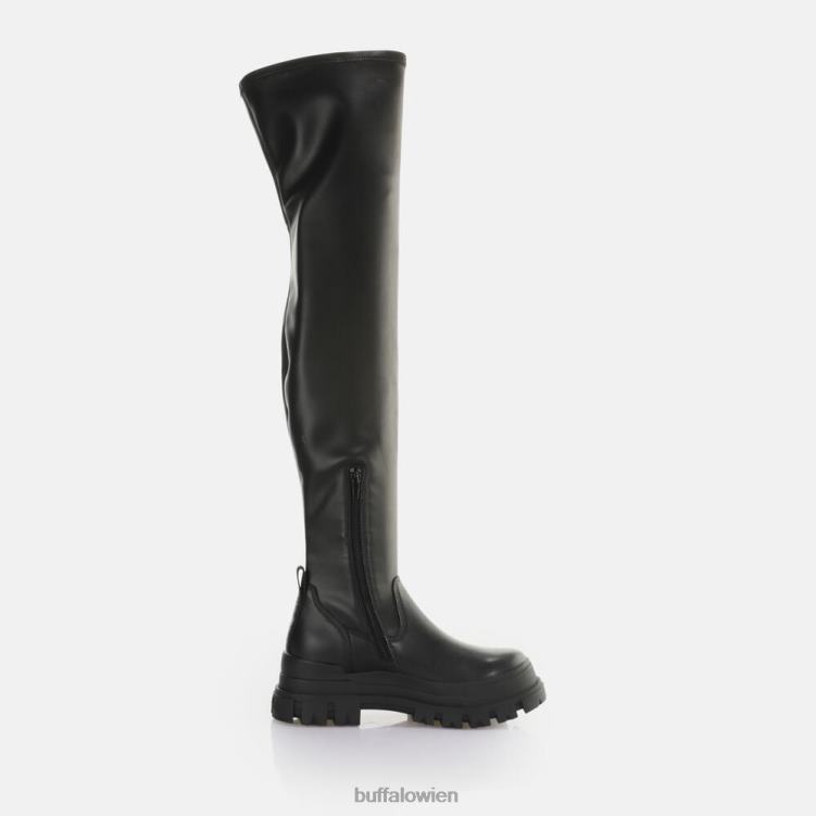 bei Buffalo Aspha Stretch Overknee-Stiefelette vegan Schwarz 0FX48474 |Stiefel