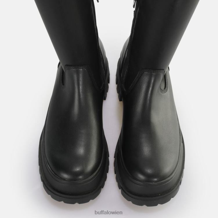 bei Buffalo Aspha Stretch Overknee-Stiefelette vegan Schwarz 0FX48474 |Stiefel