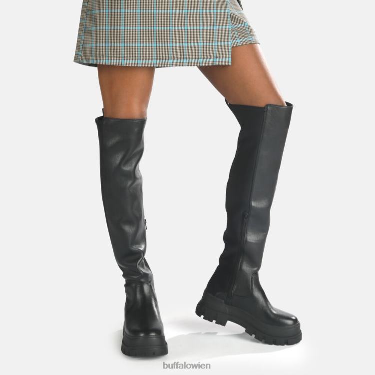 bei Buffalo Aspha über Stiefel flach vegan Schwarz 0FX48369 |Stiefel