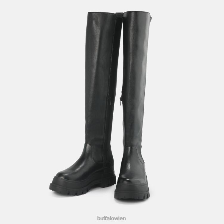 bei Buffalo Aspha über Stiefel flach vegan Schwarz 0FX48369 |Stiefel