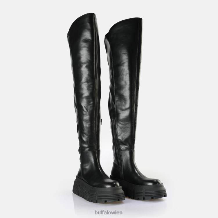 bei Buffalo Ava Overknee-Stiefel vegan Schwarz 0FX48737 |Stiefel