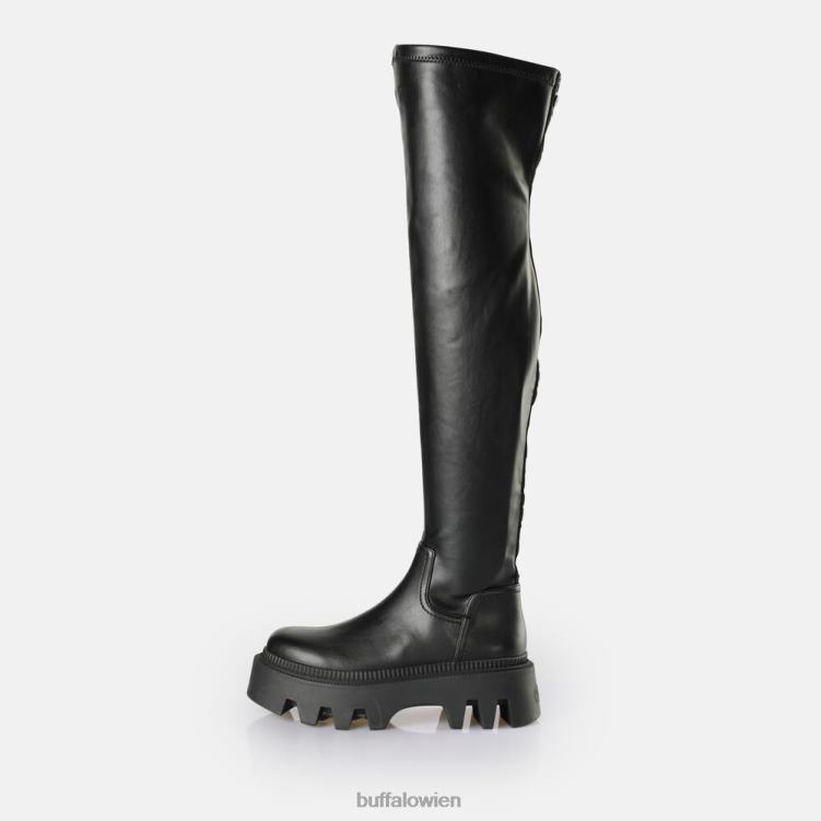 bei Buffalo Flora Overknee-Stiefel vegan Schwarz 0FX48633 |Stiefel