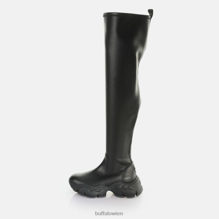bei Buffalo binärer Overknee-Stiefel vegan Schwarz 0FX48472 |Stiefel