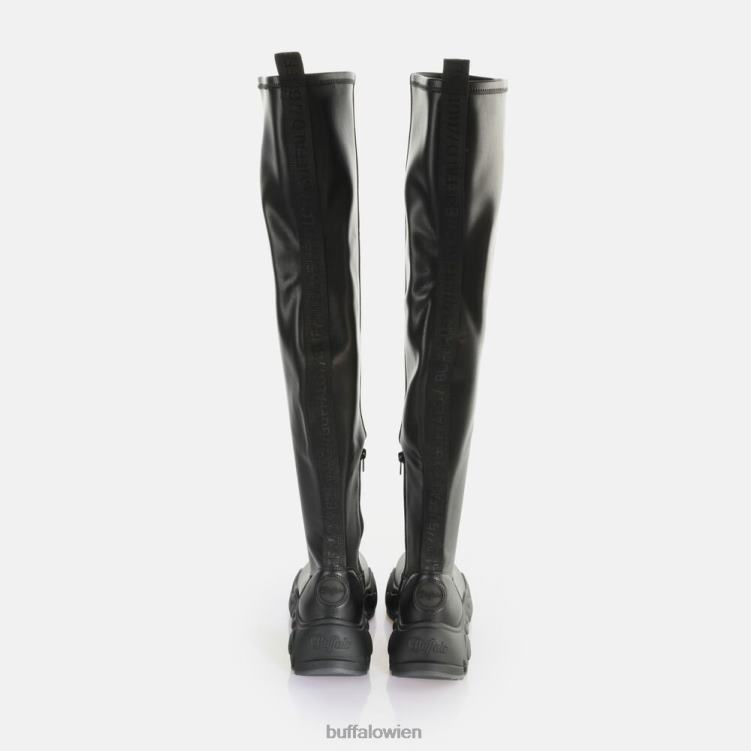 bei Buffalo binärer Overknee-Stiefel vegan Schwarz 0FX48472 |Stiefel