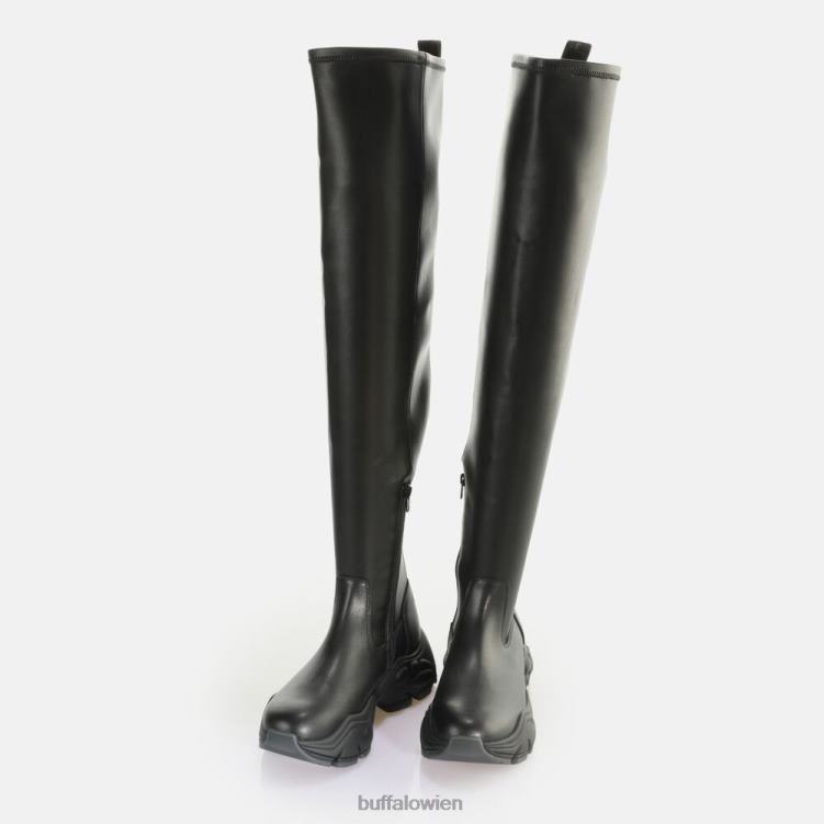 bei Buffalo binärer Overknee-Stiefel vegan Schwarz 0FX48472 |Stiefel
