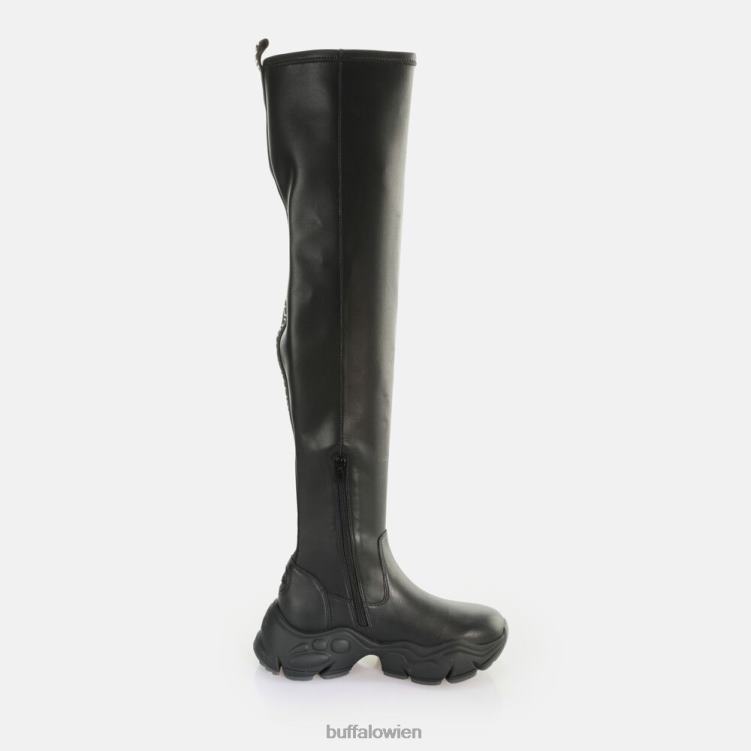 bei Buffalo binärer Overknee-Stiefel vegan Schwarz 0FX48472 |Stiefel
