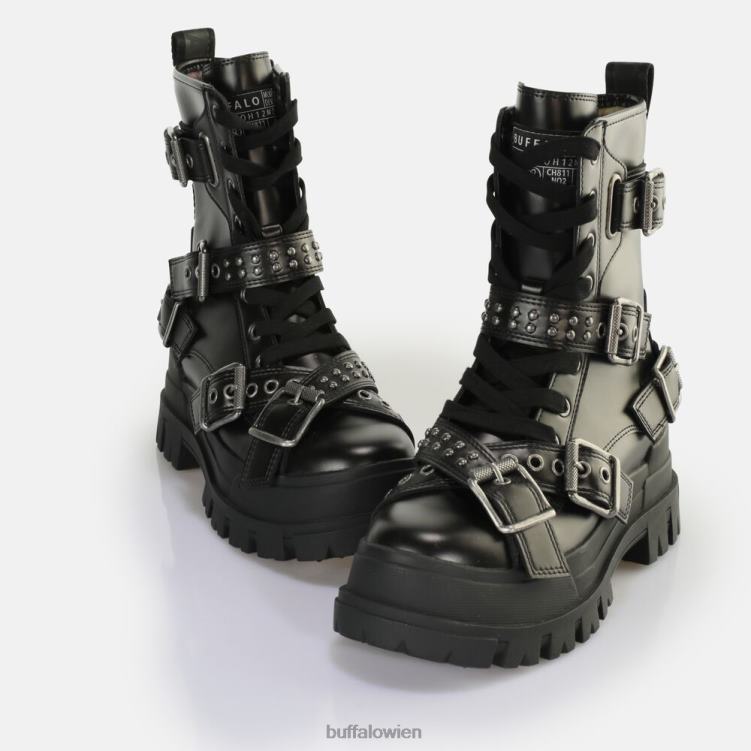 bei Buffalo Aspha Buckle Mid Ankle Boot vegan Schwarz 0FX48849 |Stiefel