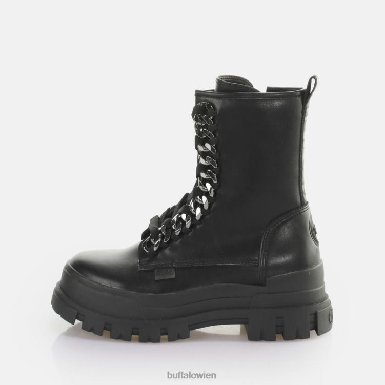 bei Buffalo Aspha Chain Laceup Mid Ankle Boot vegan Schwarz 0FX48784 |Stiefel