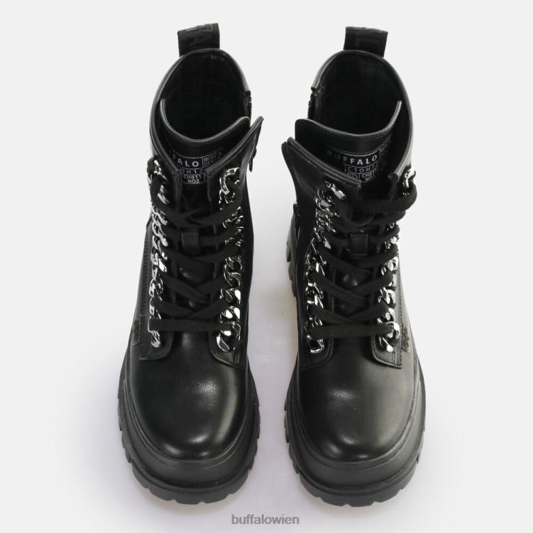 bei Buffalo Aspha Chain Laceup Mid Ankle Boot vegan Schwarz 0FX48784 |Stiefel