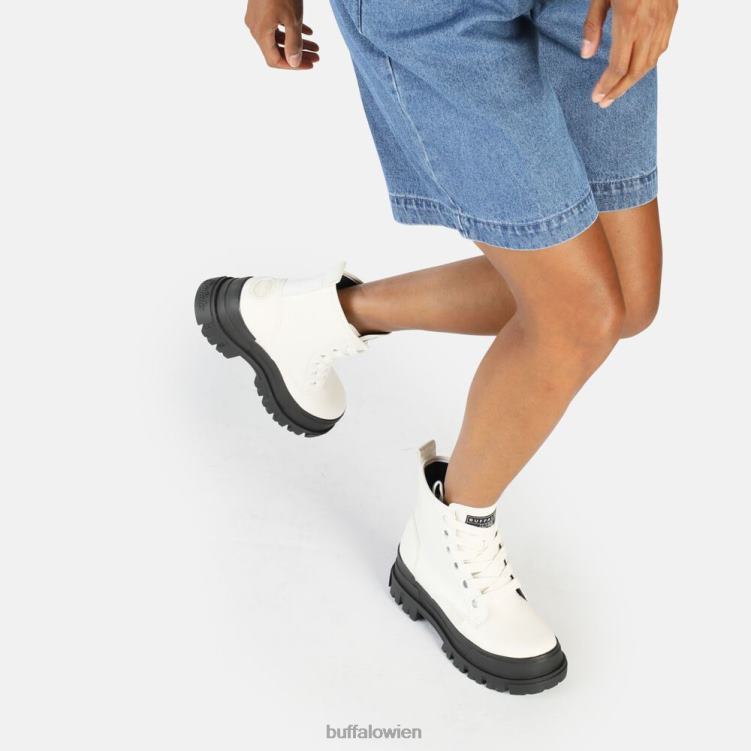 bei Buffalo Aspha Laceup Hi Ankle Boot vegan Weiss 0FX48435 |Stiefel
