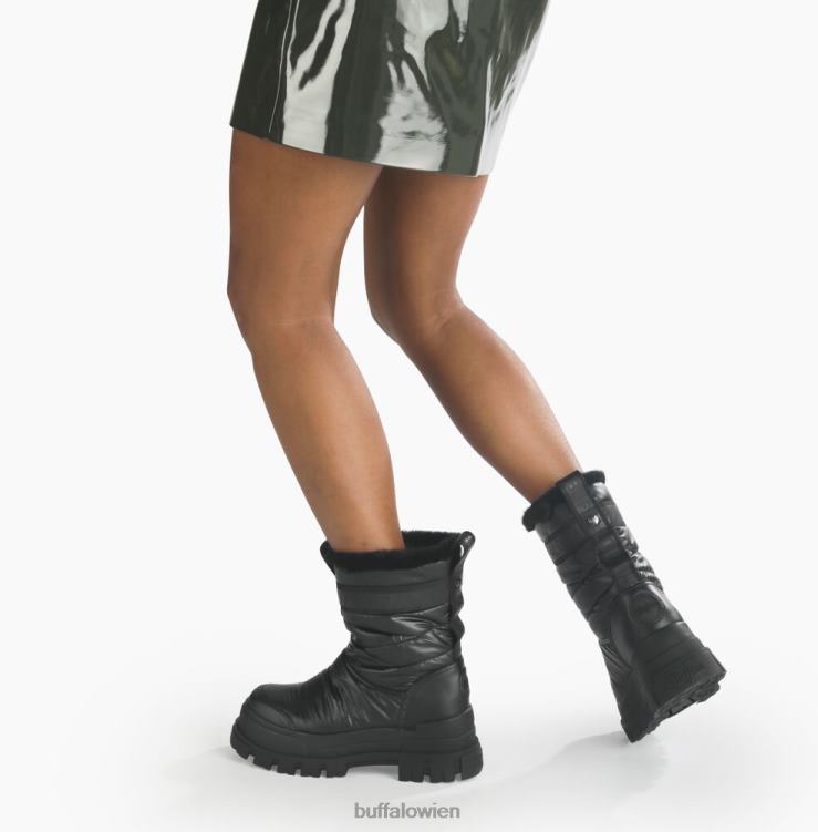 bei Buffalo Aspha Quilt Bootie flach vegan Schwarz 0FX48483 |Stiefel