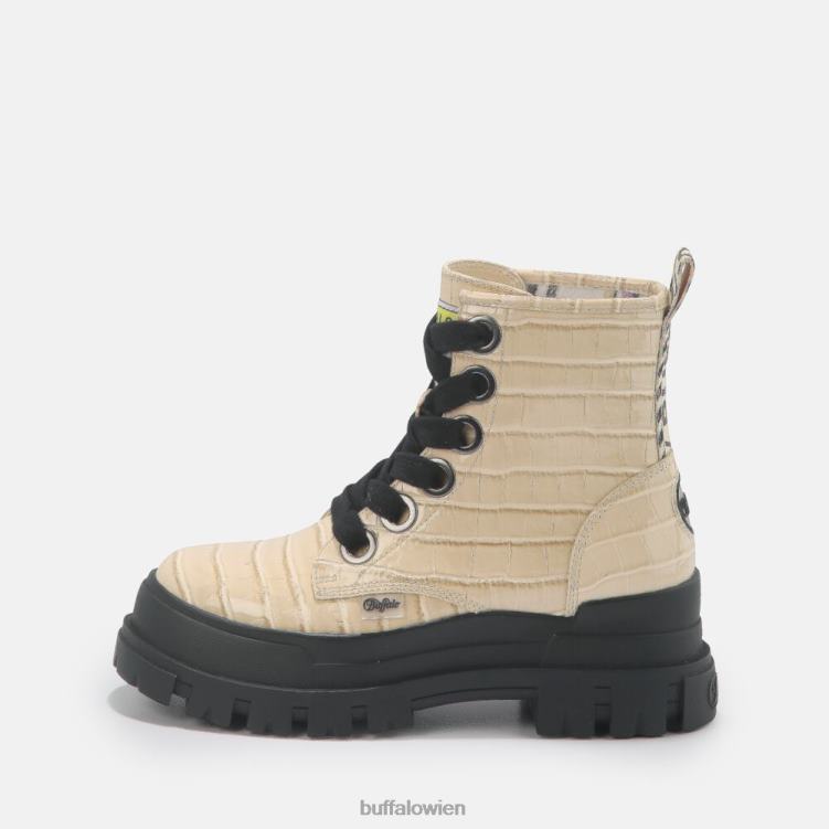 bei Buffalo Aspha Schnür-Hi-Bootie, flach, vegan Creme 0FX48371 |Stiefel