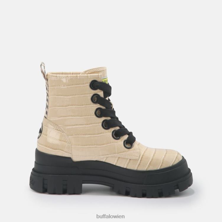 bei Buffalo Aspha Schnür-Hi-Bootie, flach, vegan Creme 0FX48371 |Stiefel