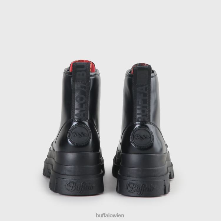 bei Buffalo Aspha Schnür-Hi-Bootie, flach, vegan Schwarz 0FX48847 |Stiefel