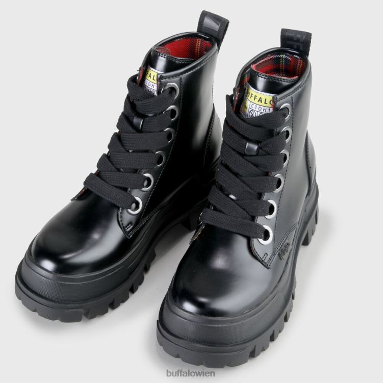 bei Buffalo Aspha Schnür-Hi-Bootie, flach, vegan Schwarz 0FX48847 |Stiefel
