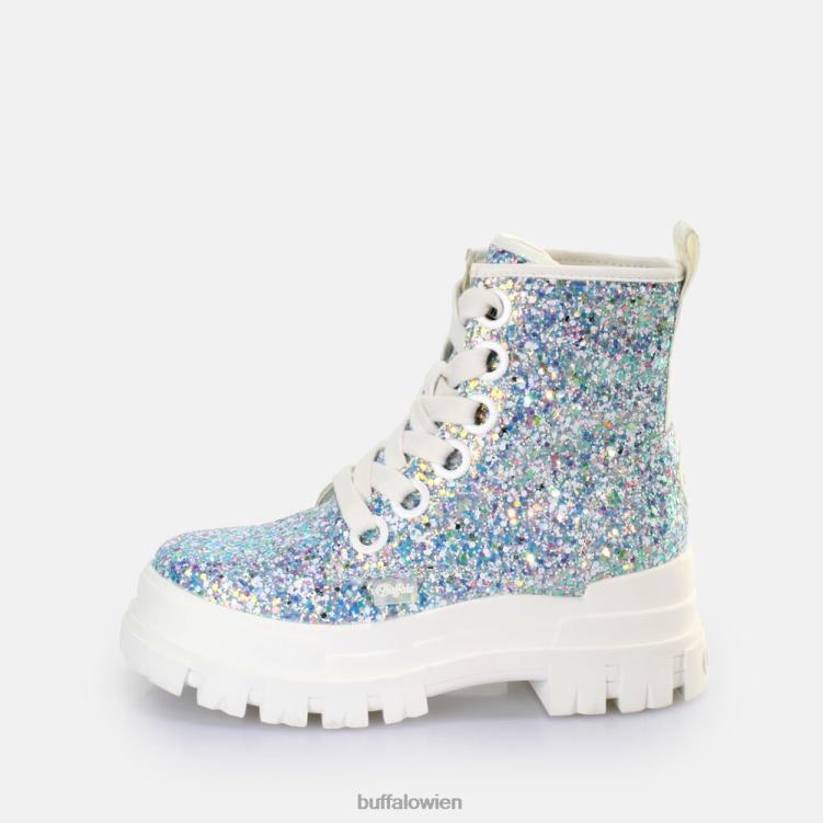 bei Buffalo Aspha Schnür-Hi-Stiefelette vegan silber/creme 0FX48372 |Stiefel