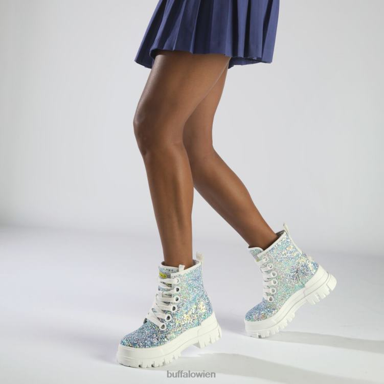 bei Buffalo Aspha Schnür-Hi-Stiefelette vegan silber/creme 0FX48372 |Stiefel