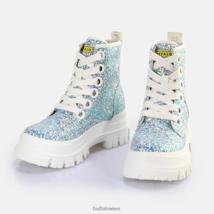 bei Buffalo Aspha Schnür-Hi-Stiefelette vegan silber/creme 0FX48372 |Stiefel