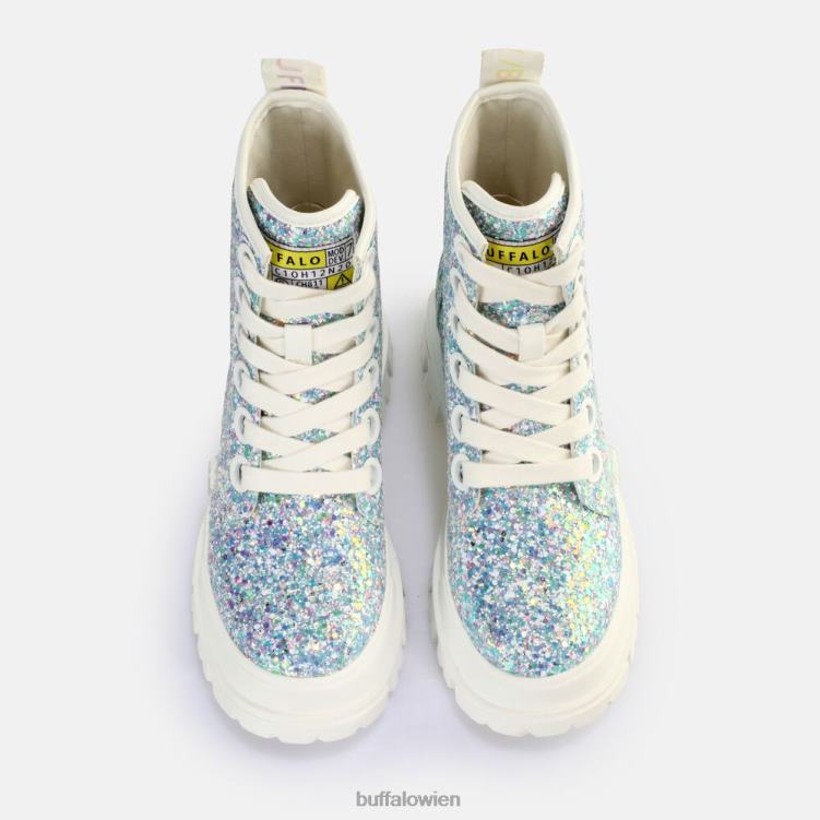 bei Buffalo Aspha Schnür-Hi-Stiefelette vegan silber/creme 0FX48372 |Stiefel