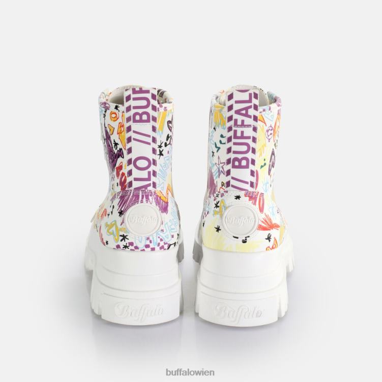 bei Buffalo Aspha Schnür-Hi-Stiefelette vegan weißes Graffiti 0FX48375 |Stiefel