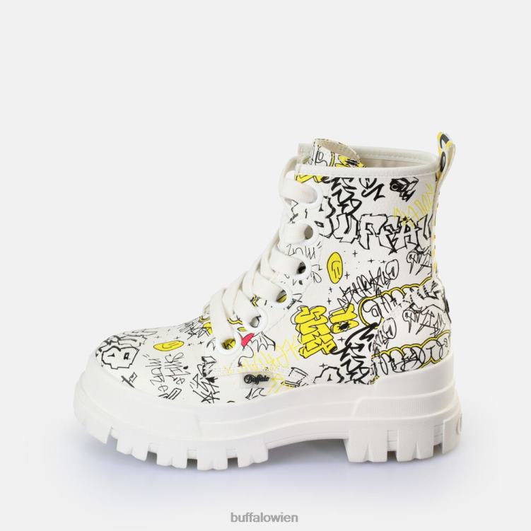 bei Buffalo Aspha Schnür-Hi-Stiefelette vegan weißes Graffiti 0FX48438 |Stiefel