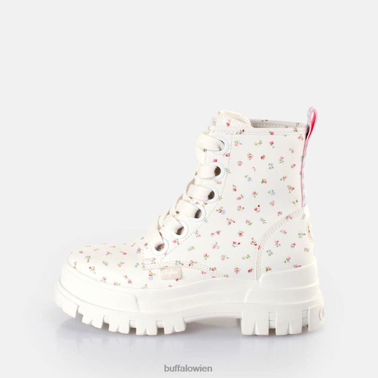 bei Buffalo Aspha Schnür-Hi-Stiefeletten vegan weiße Blumen 0FX48412 |Stiefel