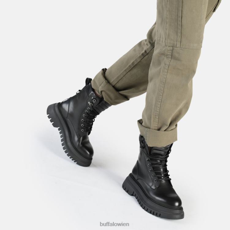 bei Buffalo Schattenhohe, warme Stiefeletten zum Schnüren Schwarz 0FX48508 |Stiefel