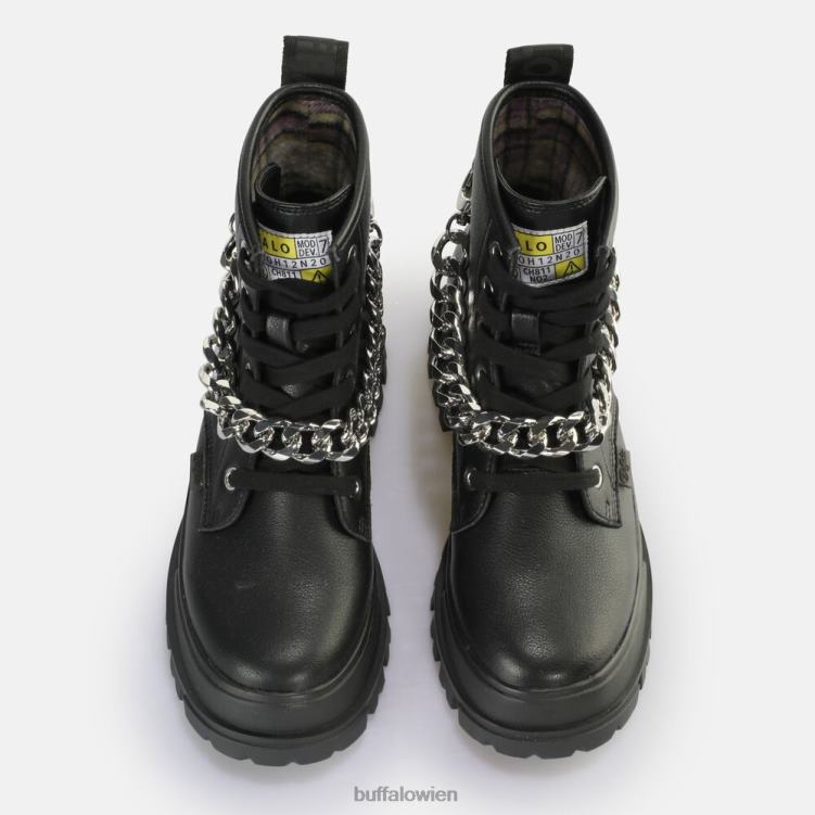 bei Buffalo aspha Kettenstiefelette vegan schwarzes Silber 0FX48473 |Stiefel