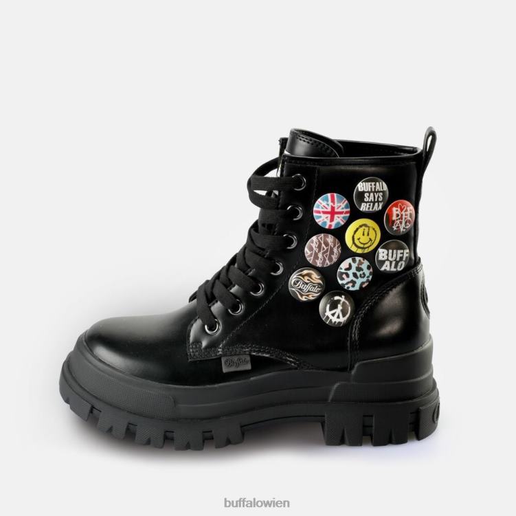 bei Buffalo aspha rld Knöpfe Stiefeletten vegan Schwarz 0FX48270 |Stiefel