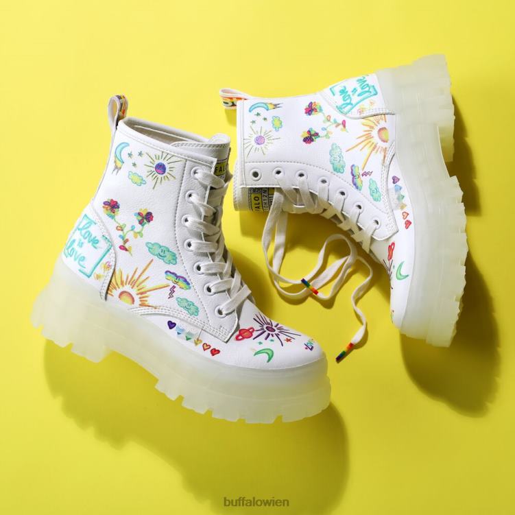 bei Buffalo aspha rld Stiefeletten vegan weiß/graffiti 0FX48858 |Stiefel